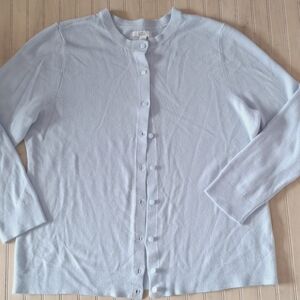 Light Blue Women's Button-Front Cashmere Blend Cardigan